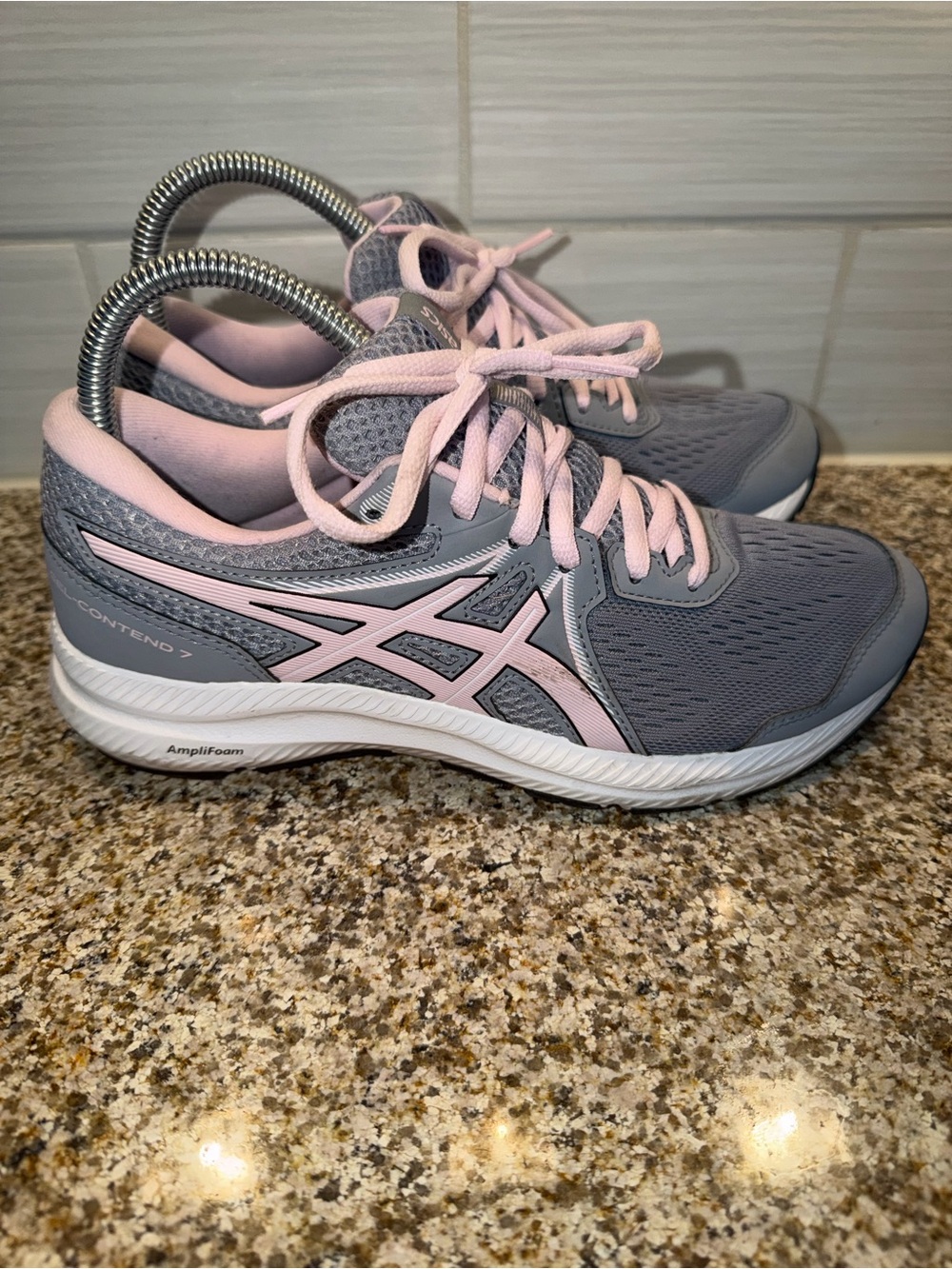ASICS Gray & Pink Women's Athletic Running Shoes